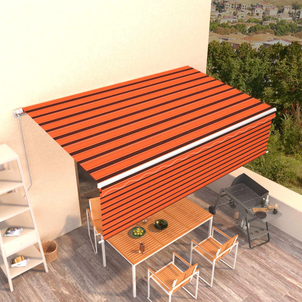 vidaXL Tenda Sole Retrattile Manuale Parasole 5x3m Arancione Marrone