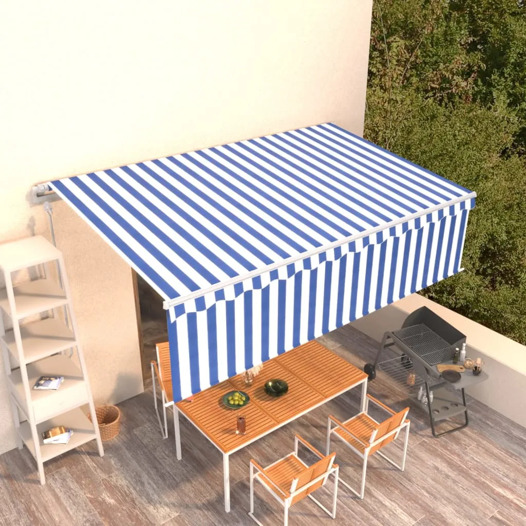 vidaXL Tenda Sole Retrattile Automatica Parasole 5x3 m Blu Bianco