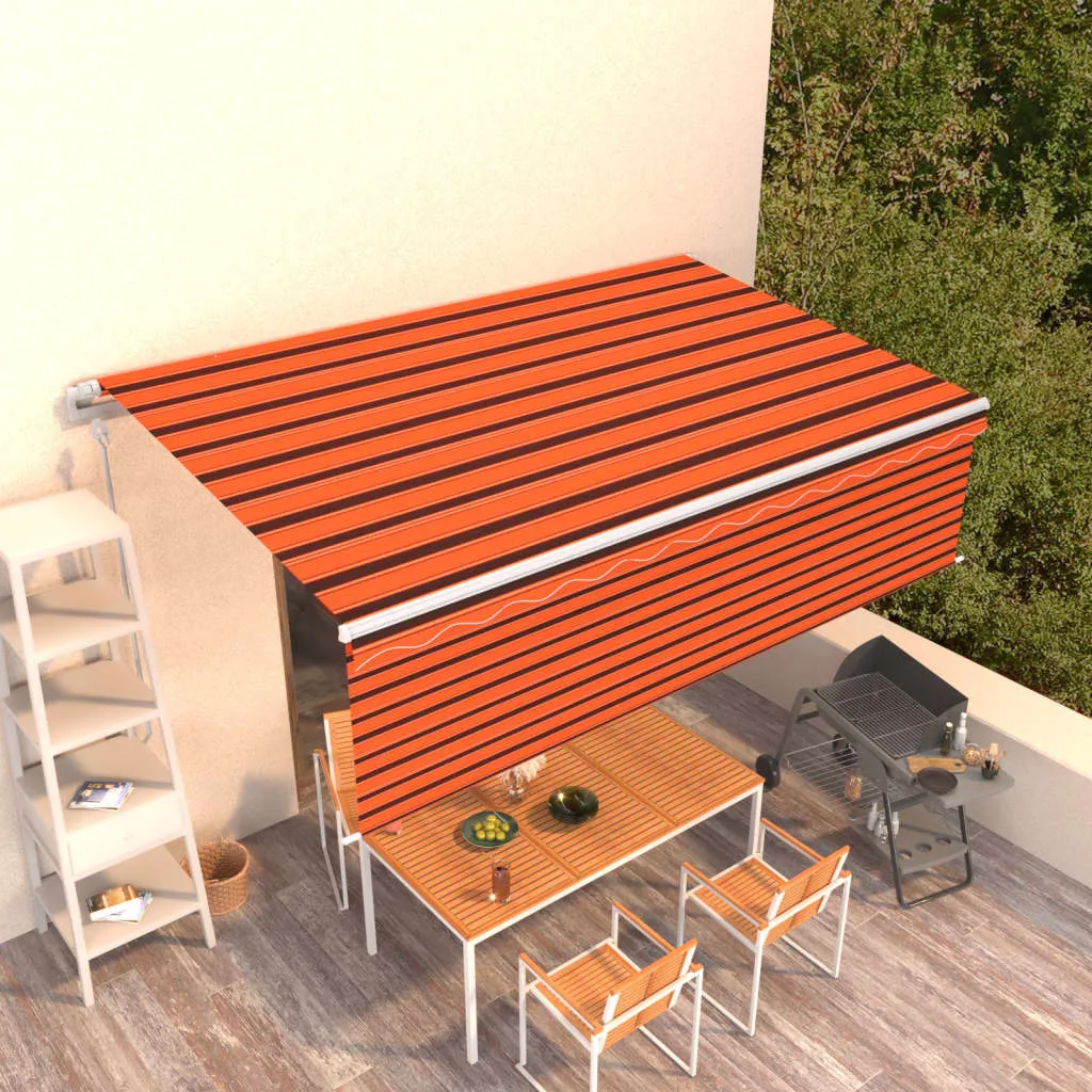 vidaXL Tenda Sole Retrattile Automatica Parasole 5x3m Arancio Marrone