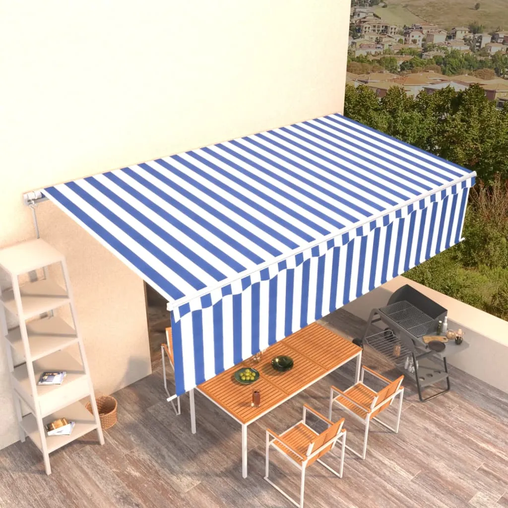 vidaXL Tenda Sole Retrattile Manuale con Parasole 4x3m Blu e Bianc6