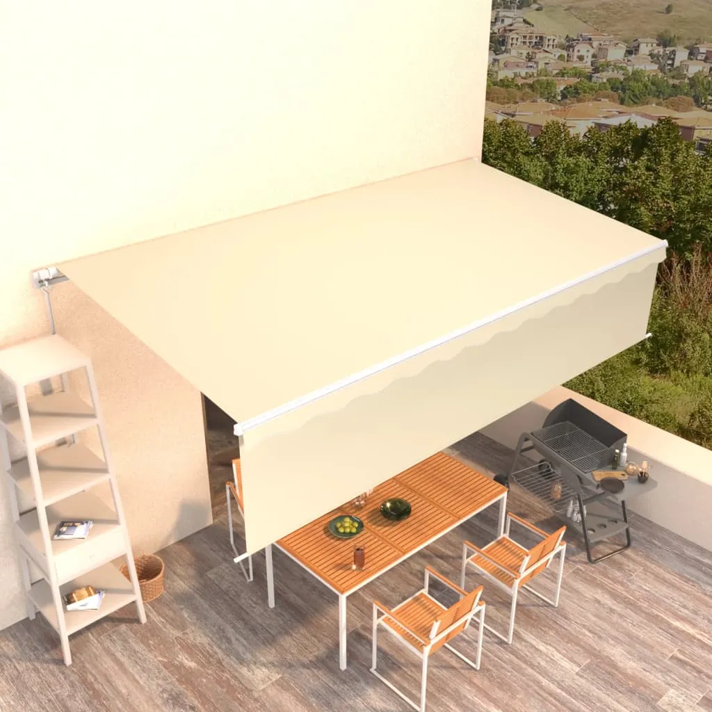 vidaXL Tenda da Sole Retrattile Manuale con Parasole 6x3 m Crema