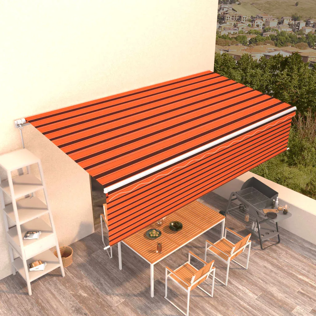 vidaXL Tenda Sole Retrattile Manuale con Parasole 6x3m Arancio Marrone