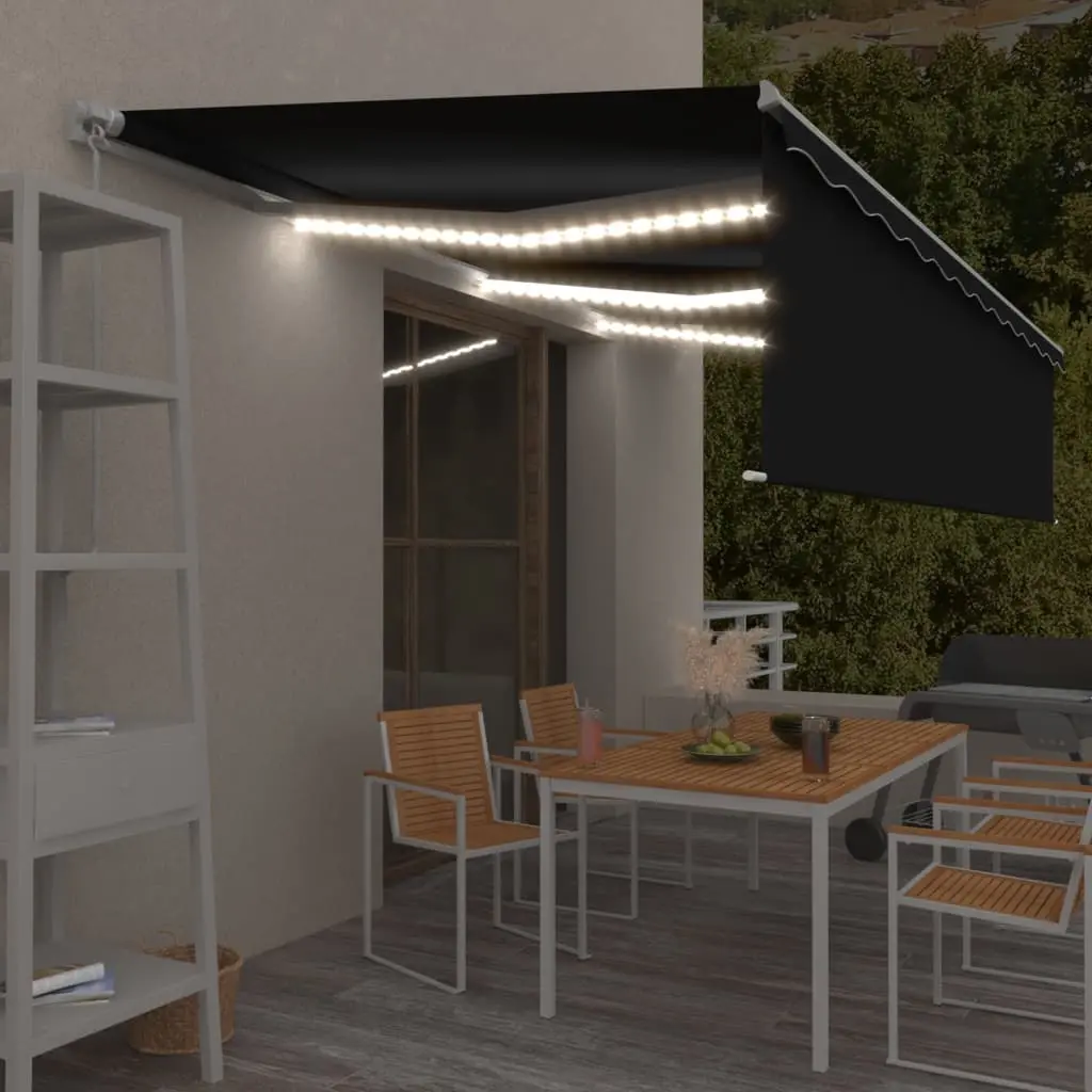 Tenda da Sole Retrattile Manuale con LED 6x3 m Antracite