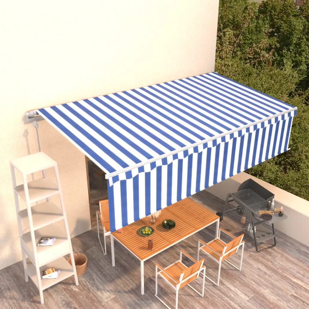 vidaXL Tenda Sole Retrattile Automatica con Parasole 6x3m Blu Bianco