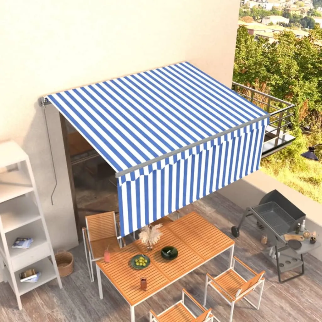 vidaXL Tenda Sole Retrattile Manuale con Parasole 3x2,5m Blu e Bianco