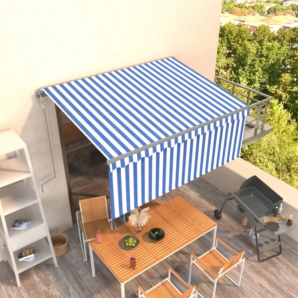 vidaXL Tenda Sole Retrattile Automatica con Parasole 3x2,5m Blu Bianco