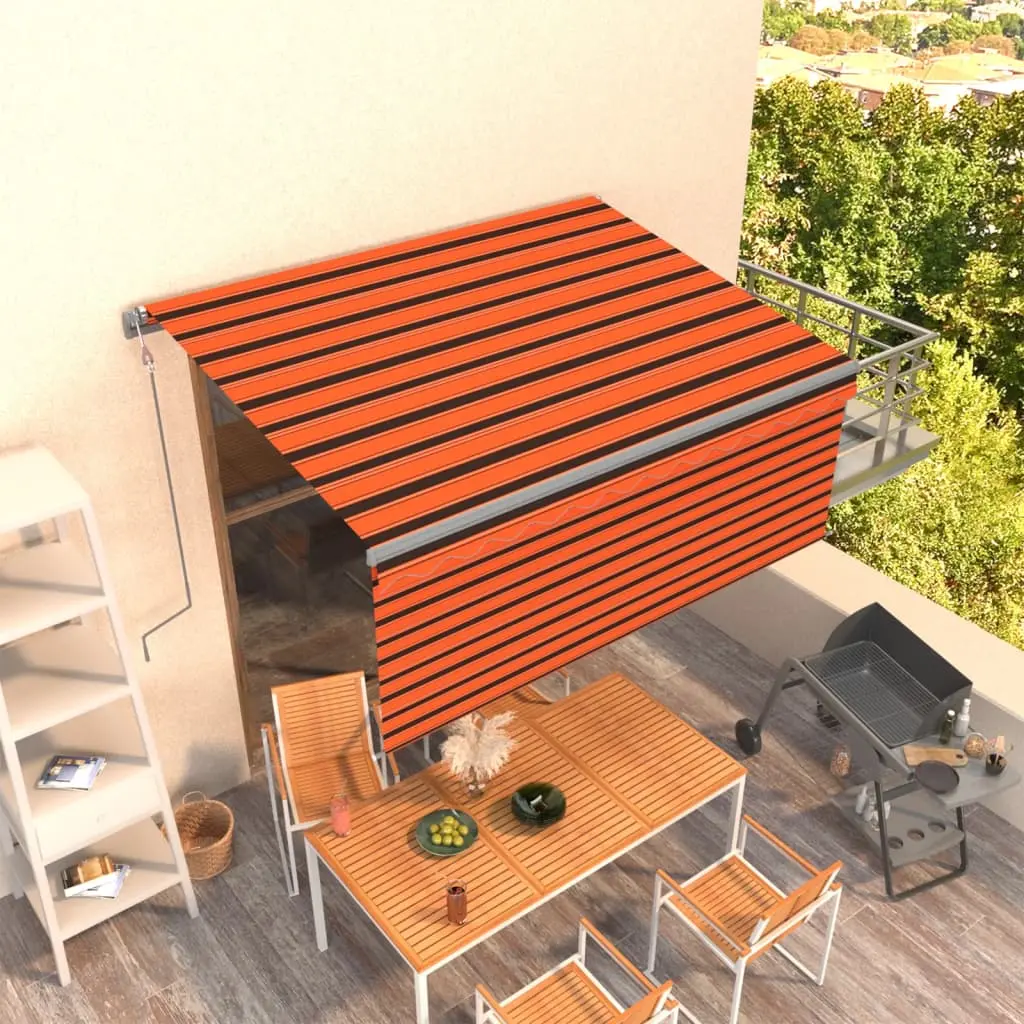 Tenda da Sole Retrattile Automatica 3x2,5m Arancione e Marrone