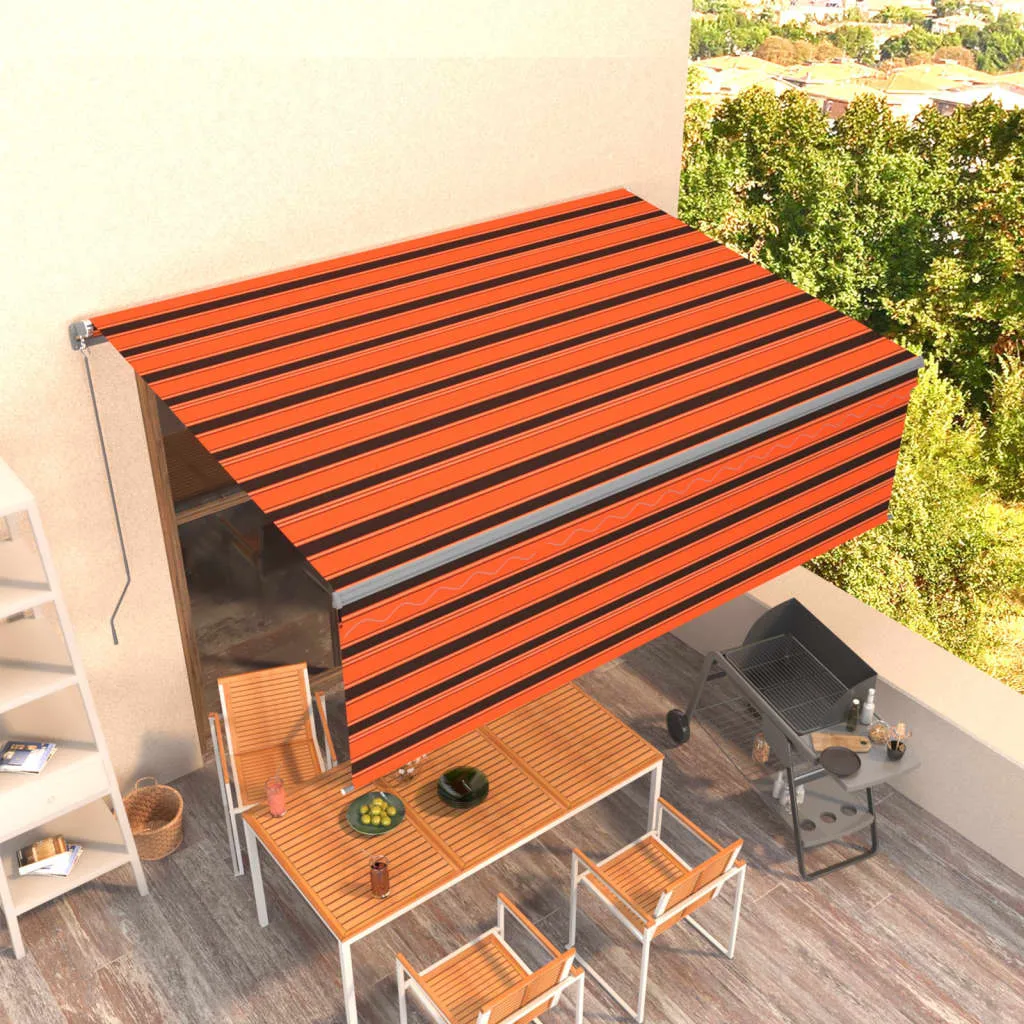 vidaXL Tenda Sole Retrattile Manuale Parasole 4x3m Arancione e Marrone