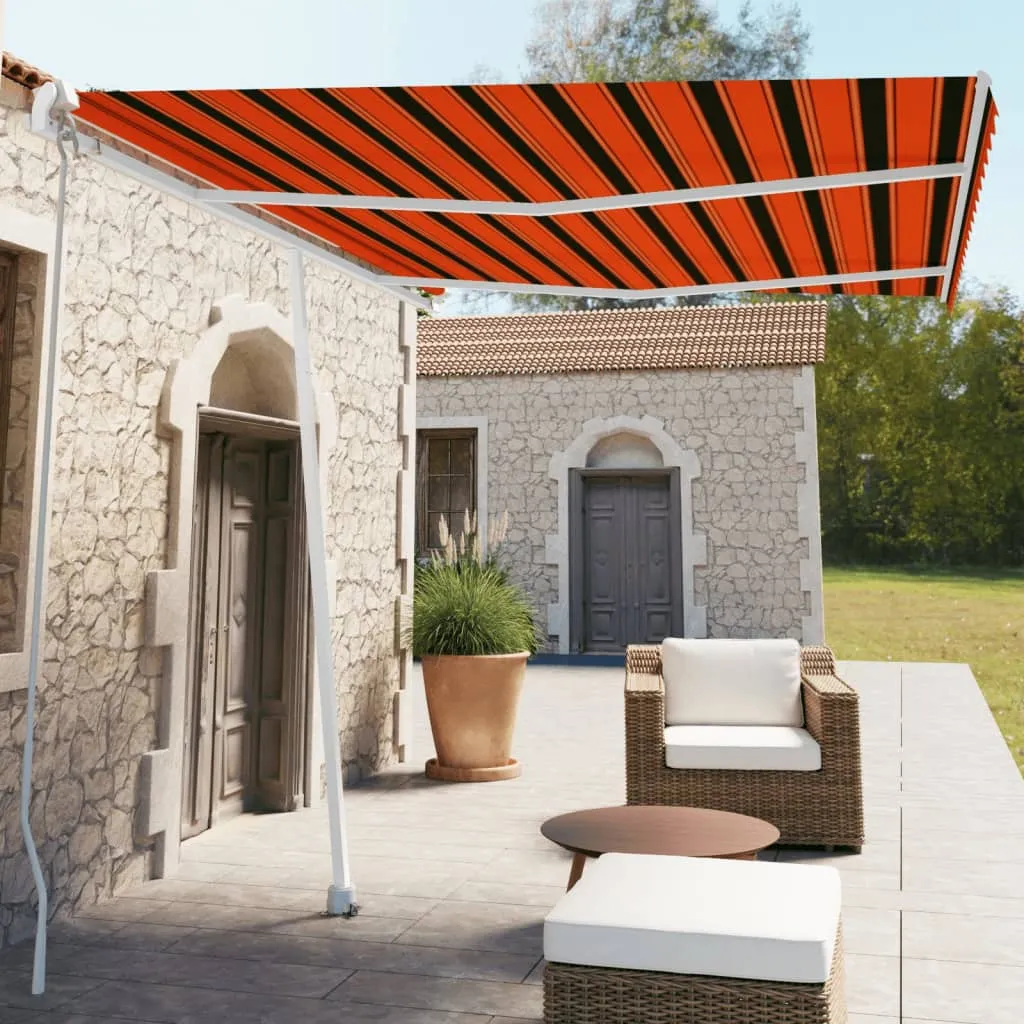 vidaXL Tenda da Sole Retrattile Manuale 350x250 cm Arancione e Marrone