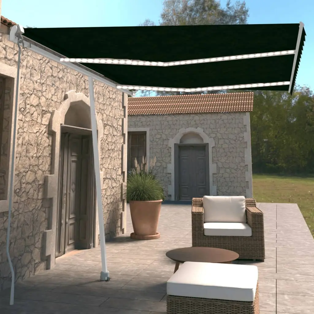 Tenda da Sole Retrattile Manuale con LED 300x250 cm Antracite