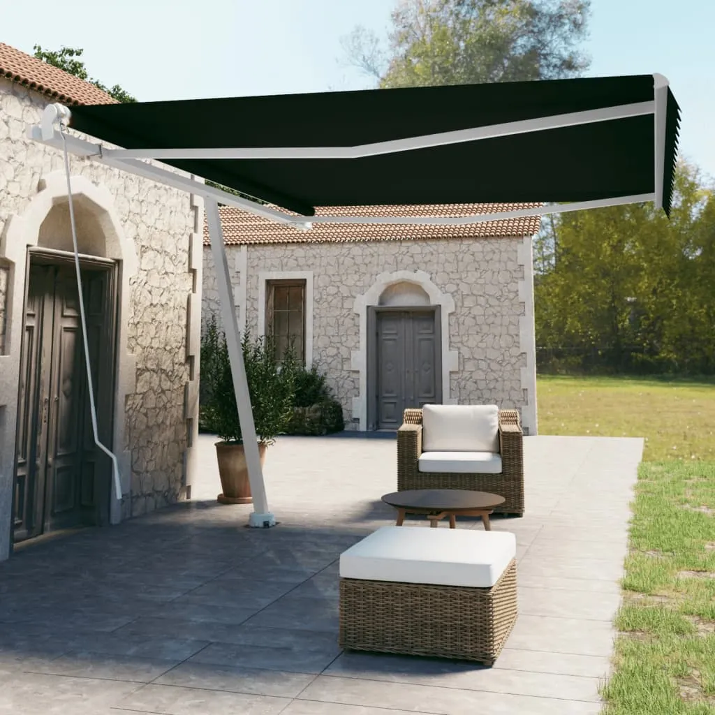 vidaXL Tenda Sole Retrattile Manuale con Palo 450x350 cm Antracite