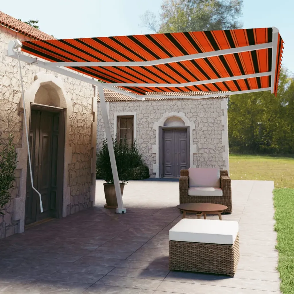 vidaXL Tenda da Sole Autoportante Manuale 600x350cm Arancione/Marrone 