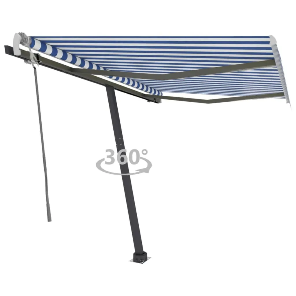 vidaXL Tenda da Sole Retrattile Manuale 300x250 cm Blu e Bianca