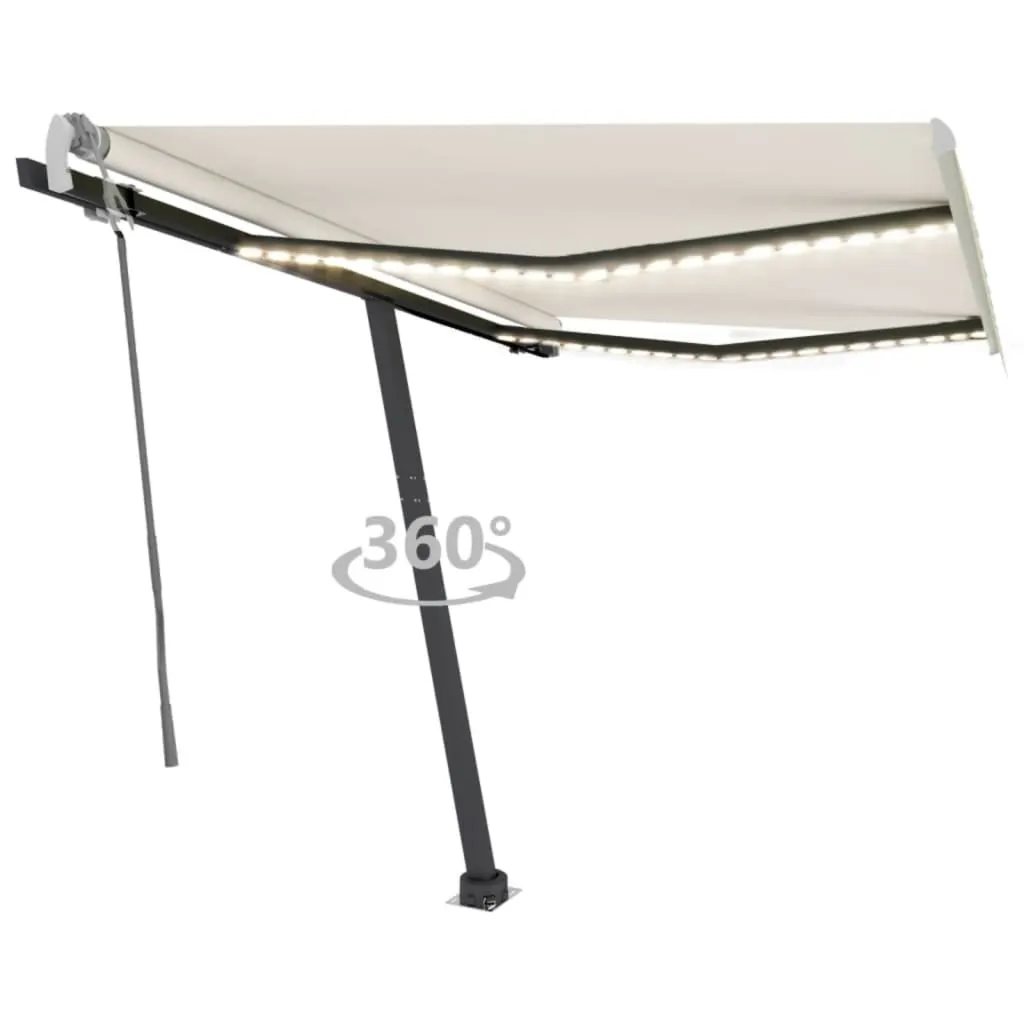 vidaXL Tenda da Sole Retrattile Manuale con LED 300x250 cm Crema