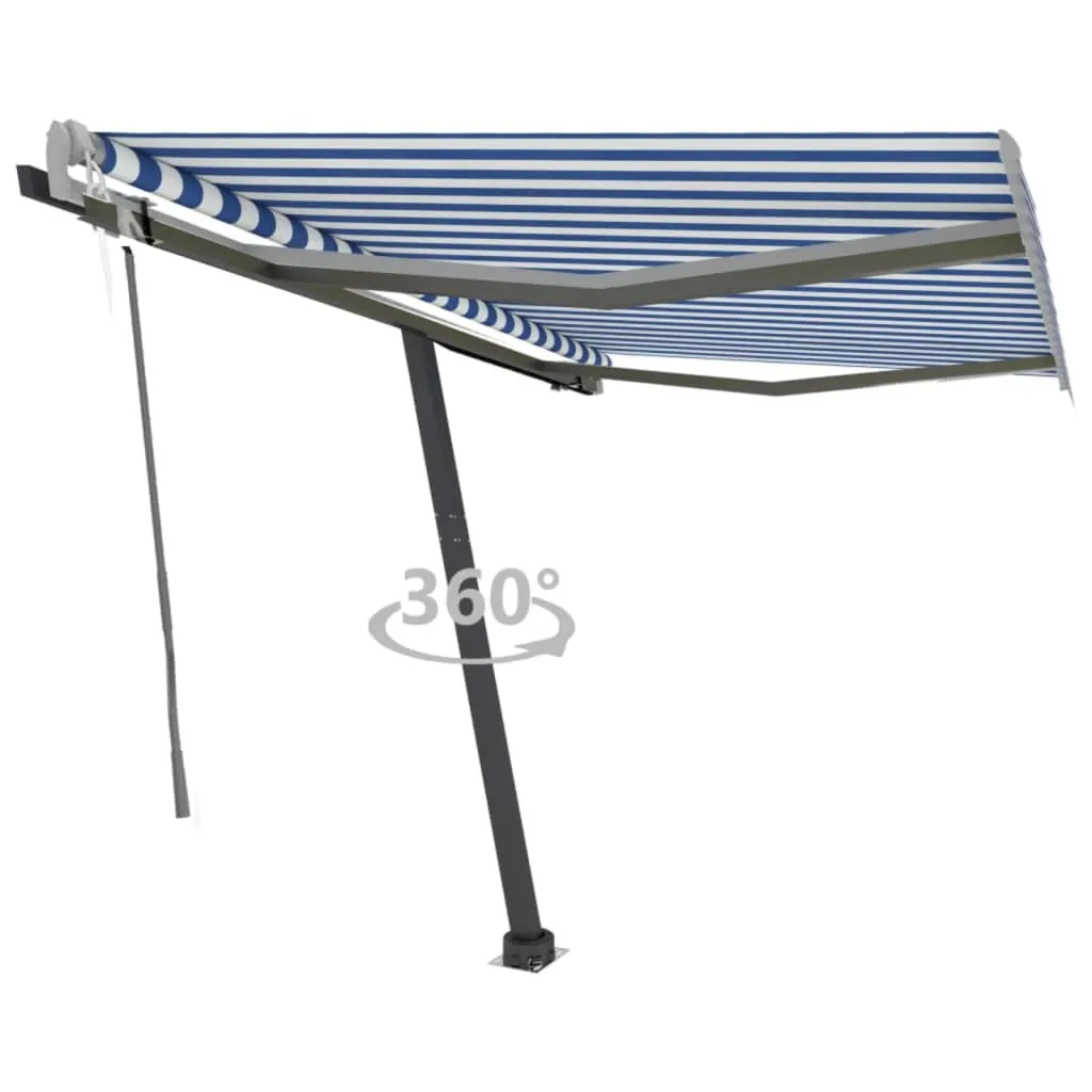 vidaXL Tenda da Sole Automatica Autoportante 300x250 cm Blu e Bianca