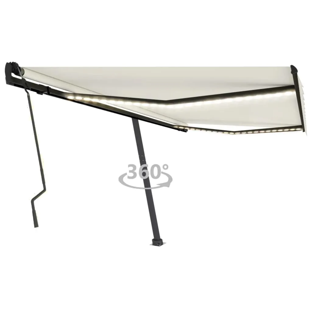 vidaXL Tenda da Sole Retrattile Manuale con LED 400x300 cm Crema