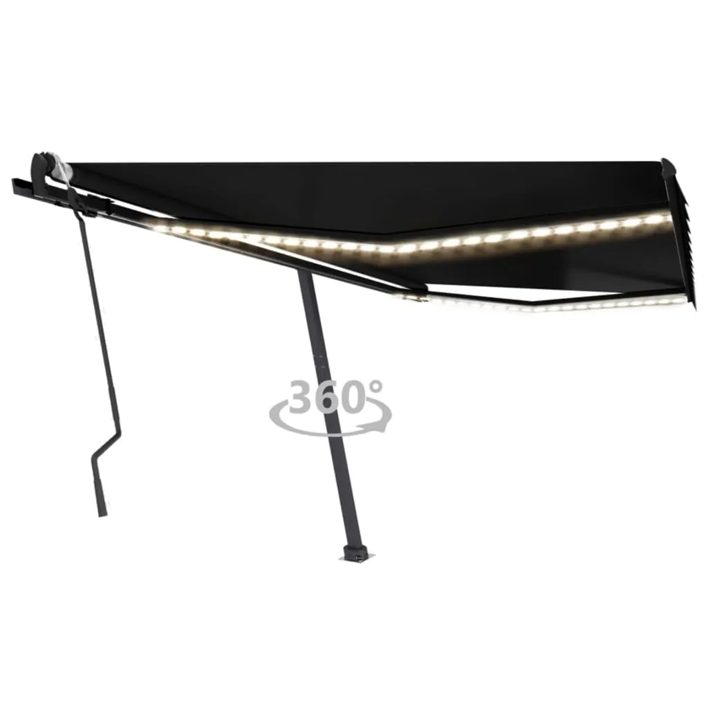 vidaXL Tenda da Sole Retrattile Manuale con LED 400x300 cm Antracite