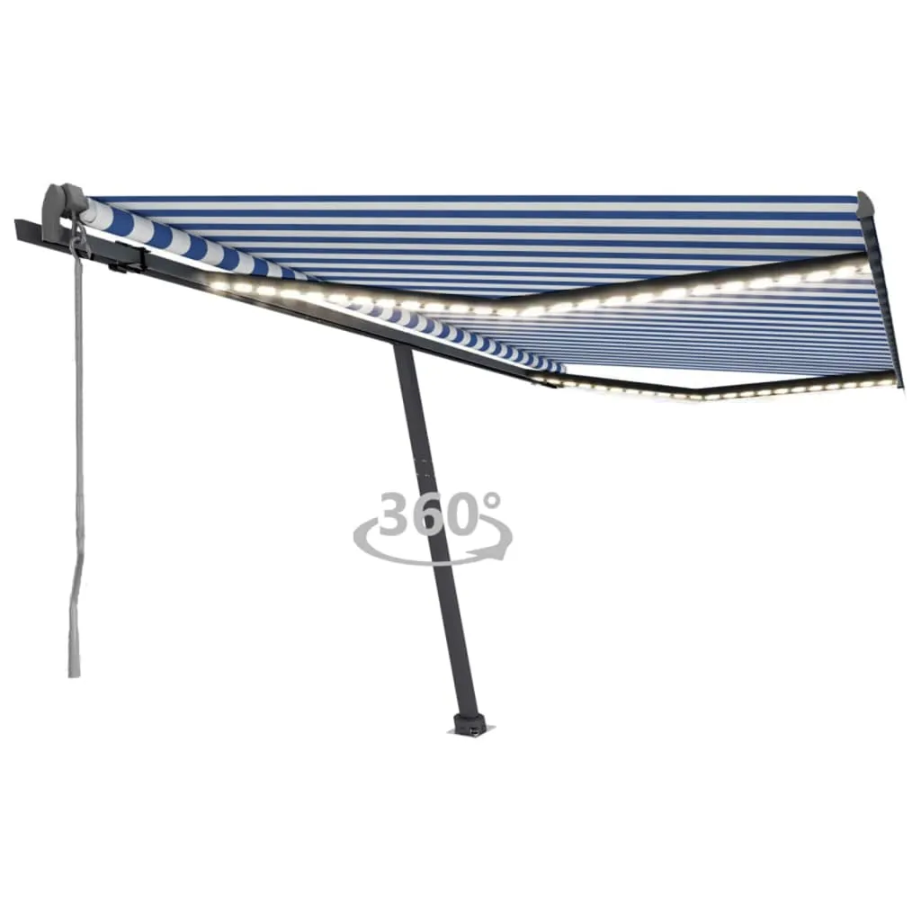 vidaXL Tenda Automatica con Sensore Vento e LED 400x300 cm Blu Bianca