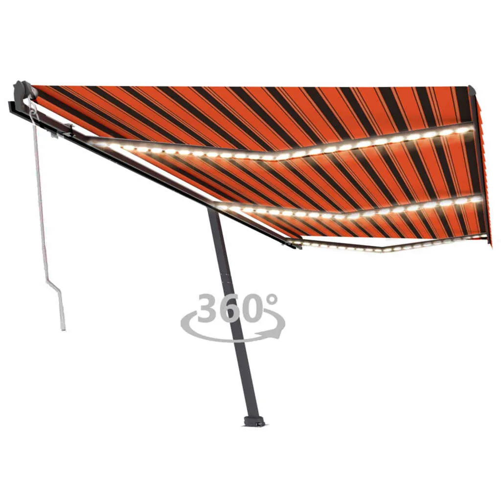 vidaXL Tenda Automatica Sensore Vento e LED 600x300 cm Arancio Marrone