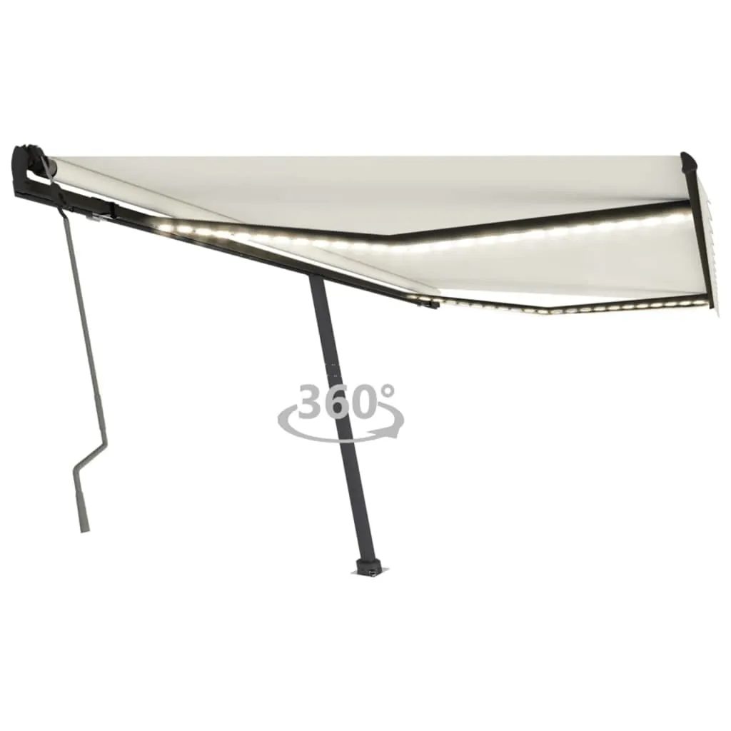 vidaXL Tenda da Sole Retrattile Manuale con LED 400x350 cm Crema