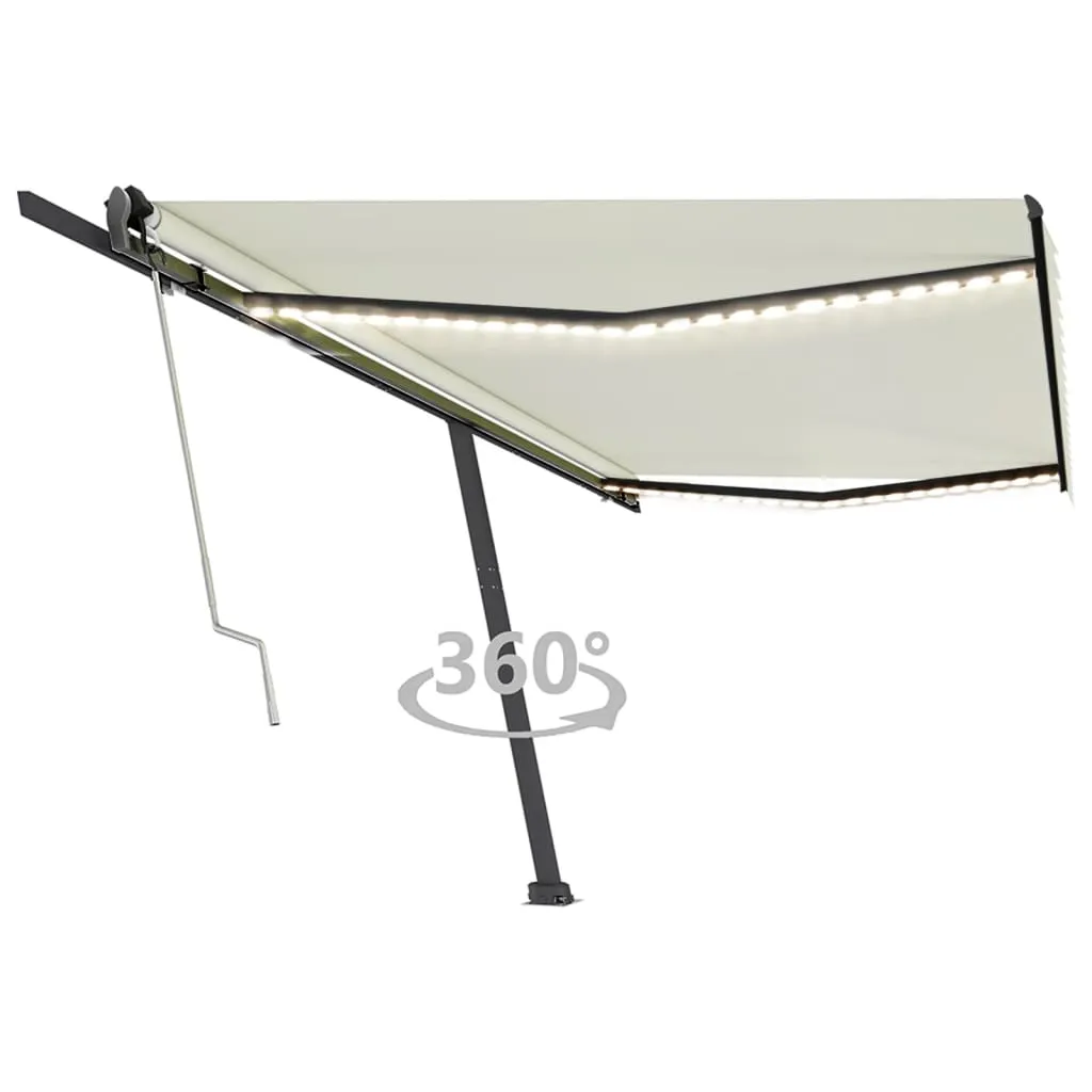 vidaXL Tenda Automatica con Sensore Vento e LED 500x350 cm Crema