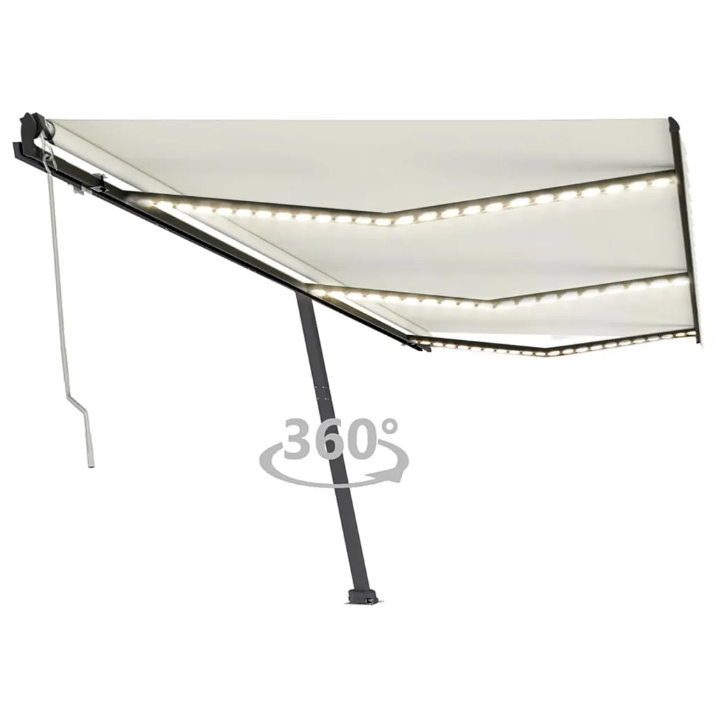 vidaXL Tenda Automatica con Sensore Vento e LED 600x350 cm Crema