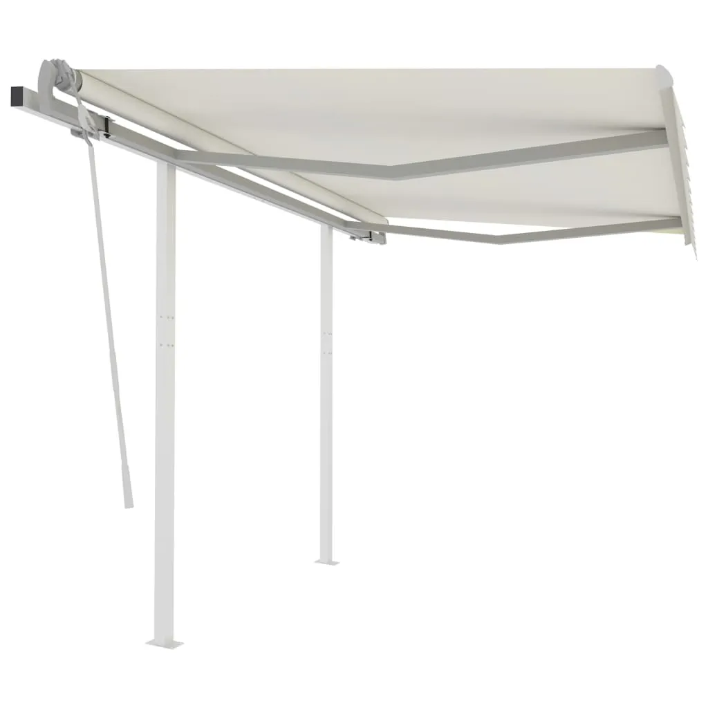 vidaXL Tenda da Sole Retrattile Manuale con Pali 3,5x2,5 m Crema