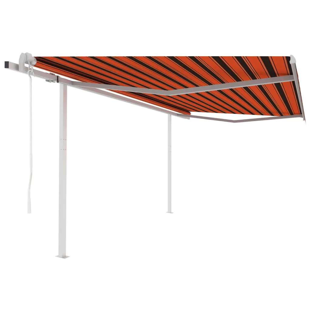 vidaXL Tenda Retrattile Automatica con Pali 4x3 m Arancio e Marrone