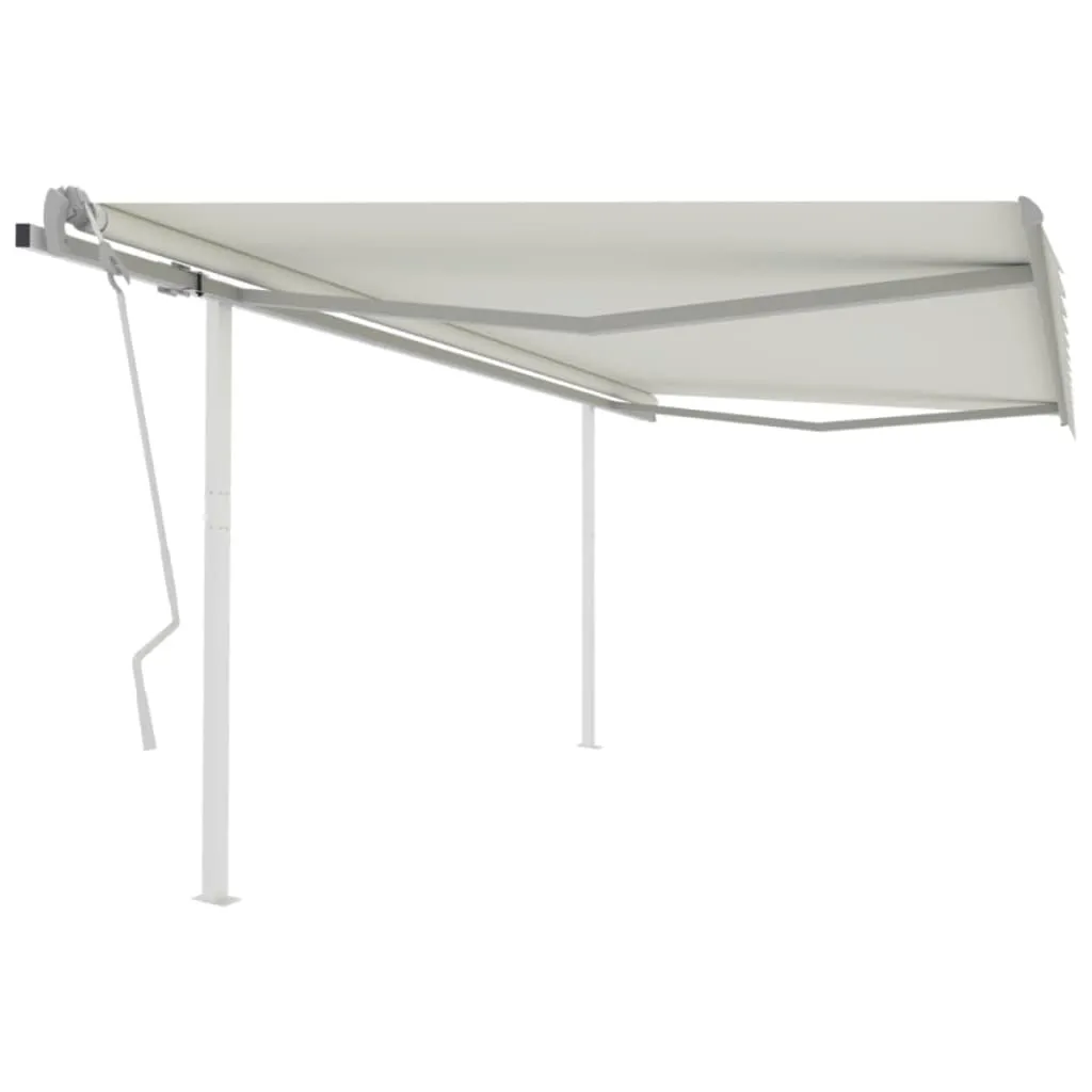 vidaXL Tenda da Sole Retrattile Manuale con Pali 4,5x3 m Crema