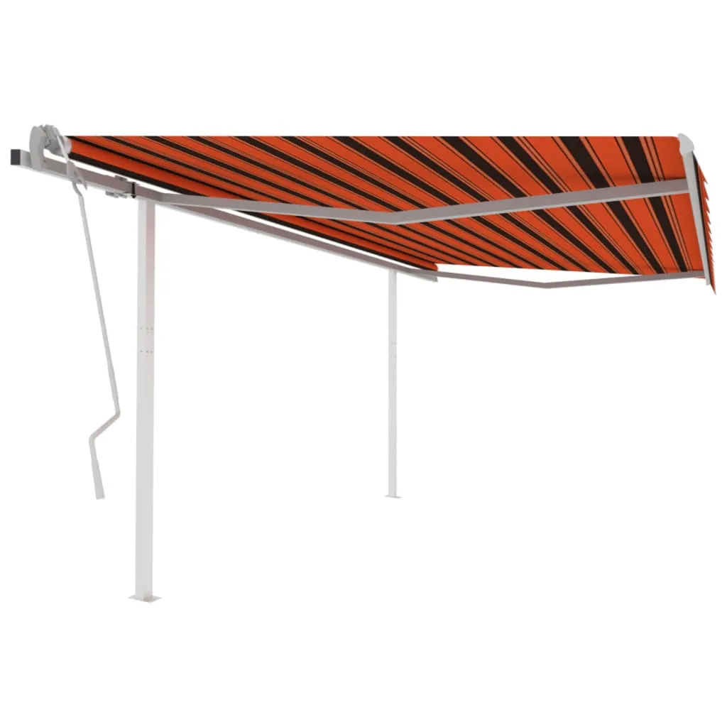 vidaXL Tenda da Sole Retrattile Manuale Pali 4,5x3 m Arancio Marrone