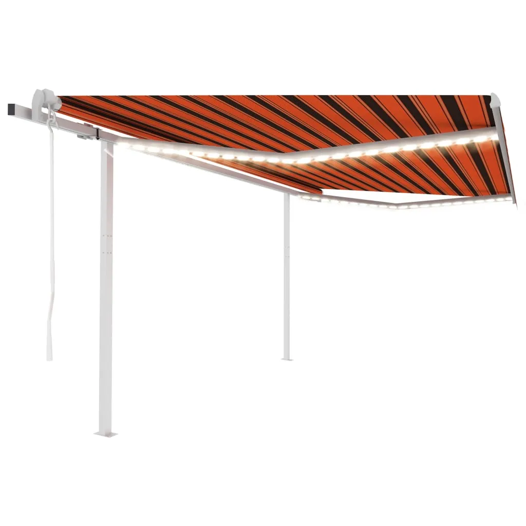 vidaXL Tenda Automatica Sensore Vento e LED 4,5x3 m Arancio e Marrone