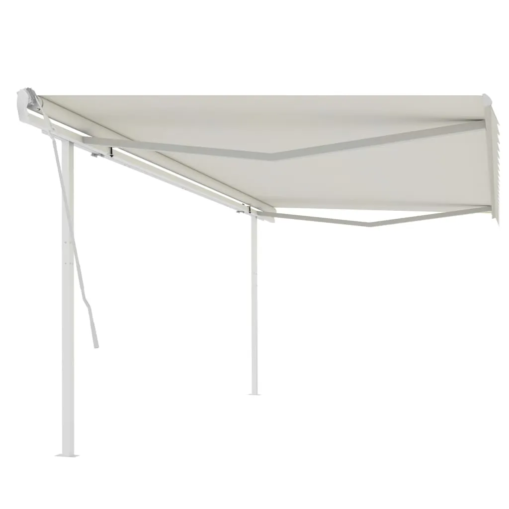 vidaXL Tenda da Sole Retrattile Manuale con Pali 5x3 m Crema