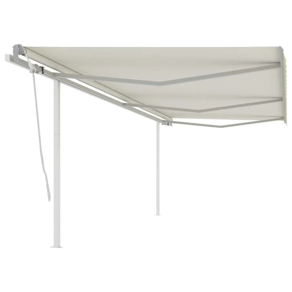 vidaXL Tenda da Sole Retrattile Manuale con Pali 6x3m Crema