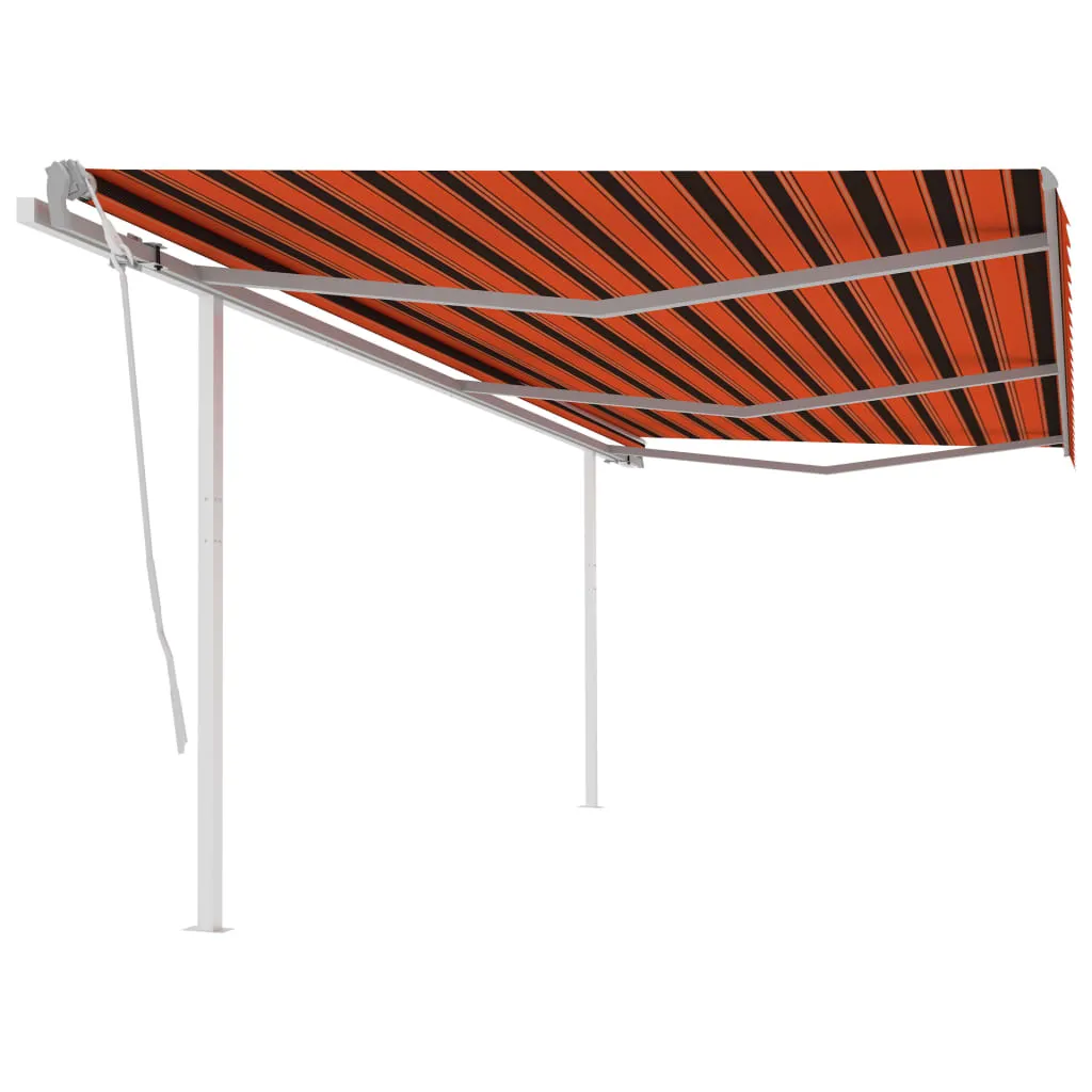 vidaXL Tenda da Sole Retrattile Manuale con Pali 6x3 m Arancio Marrone