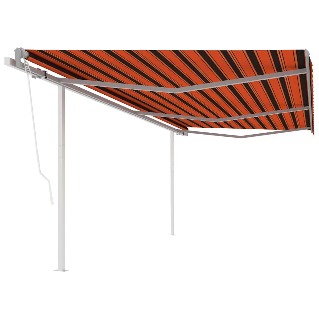 vidaXL Tenda da Sole Retrattile Automatica Pali 6x3 m Arancio Marrone