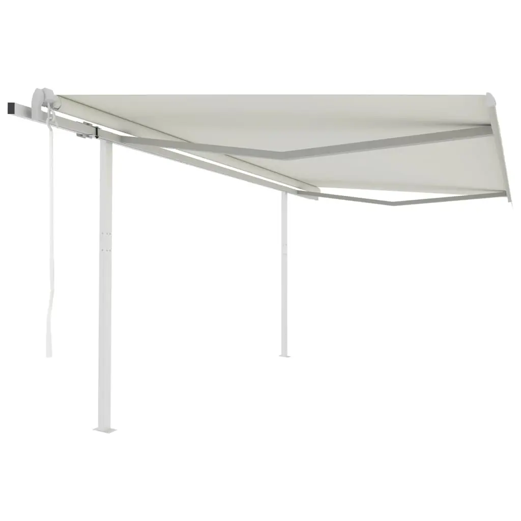 Tenda da Sole Retrattile Automatica con Pali 4x3,5 m Crema