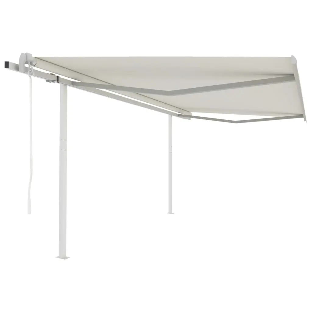 Tenda da Sole Retrattile Manuale con Pali 4,5x3,5 m Crema