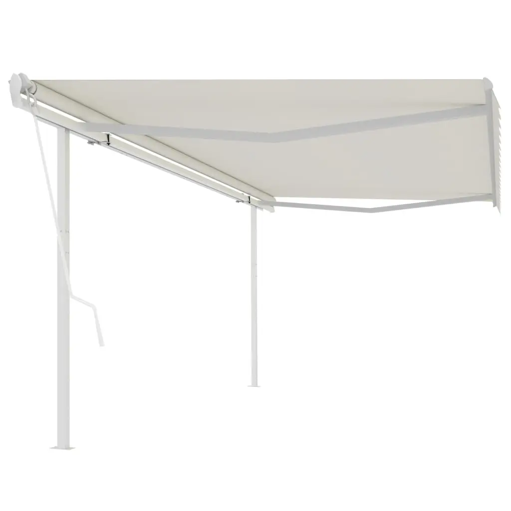 Tenda da Sole Retrattile Automatica con Pali 5x3,5 m Crema