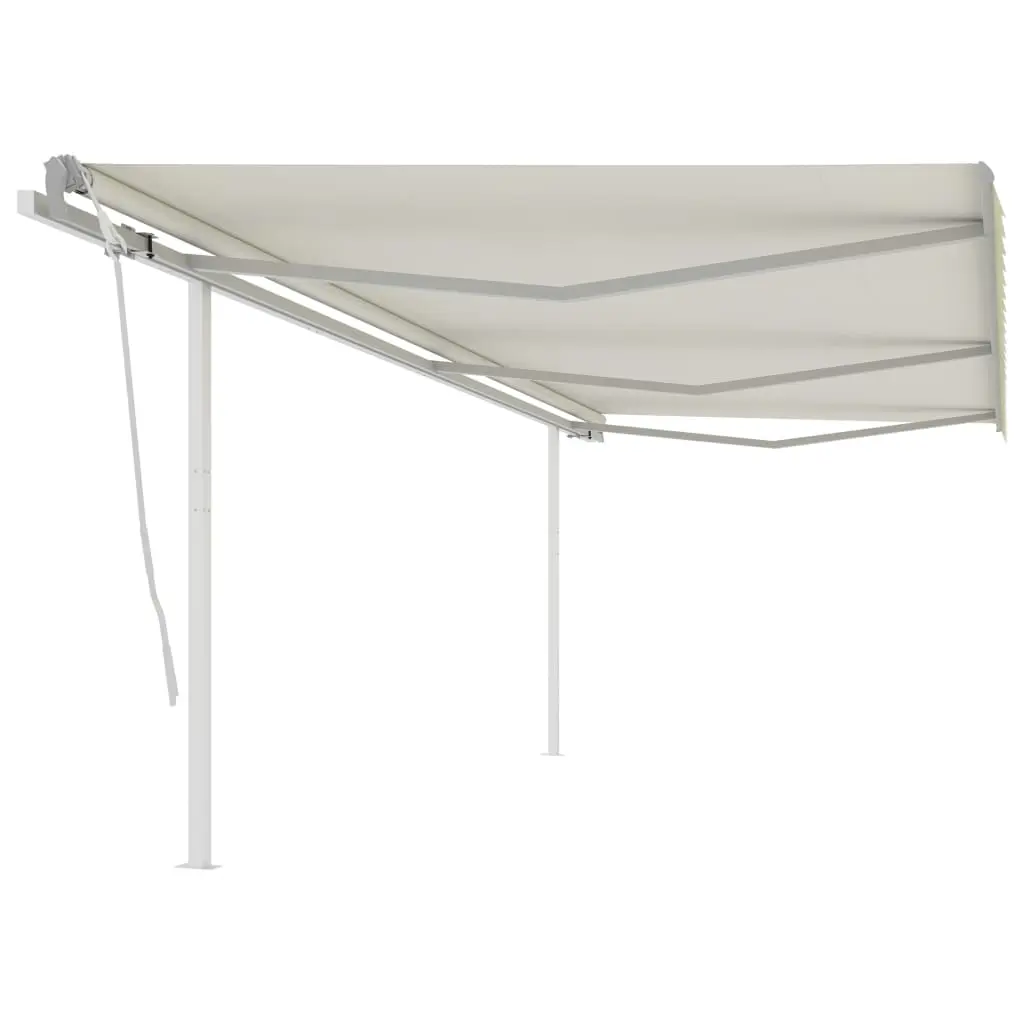 Tenda da Sole Retrattile Manuale con Pali 6x3,5 m Crema