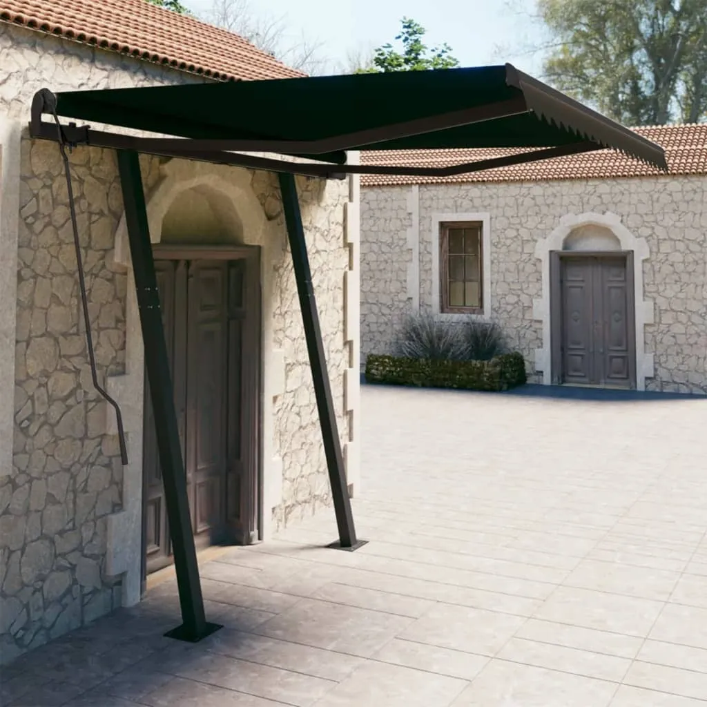 vidaXL Tenda da Sole Retrattile Manuale con Pali 3x2,5 m Antracite