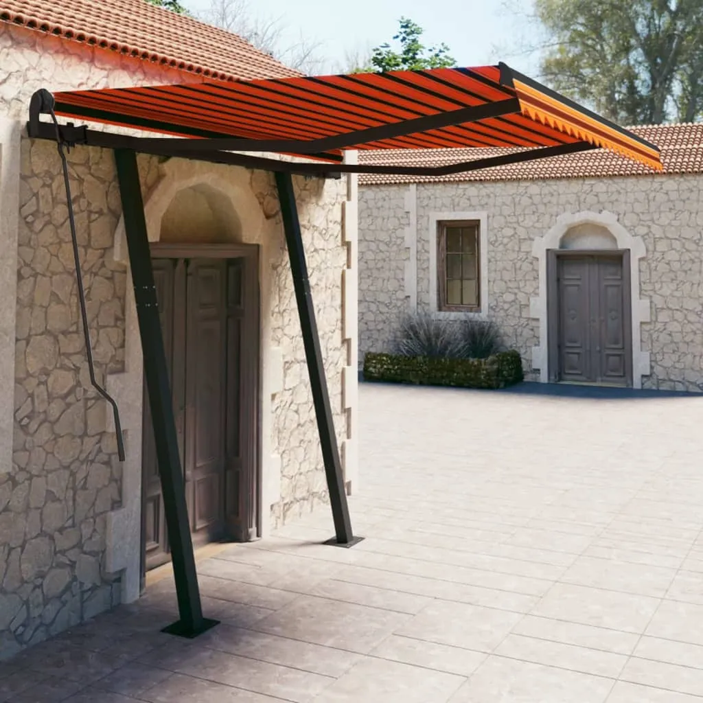 vidaXL Tenda da Sole Retrattile Manuale Pali 3x2,5 m Arancione Marrone