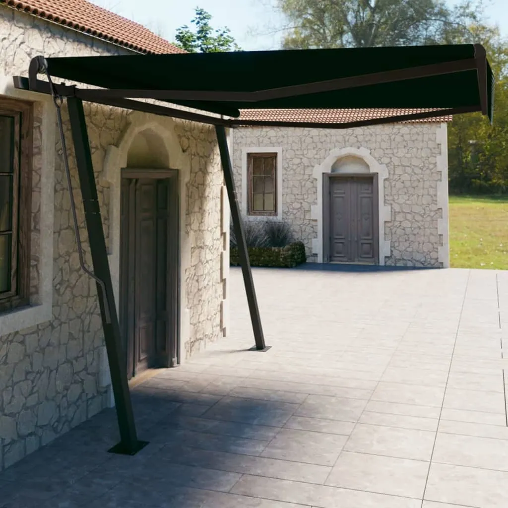 vidaXL Tenda da Sole Retrattile Automatica con Pali 4x3 m Antracite