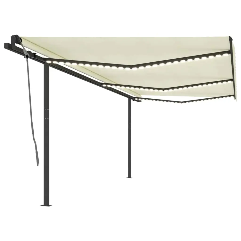 Tenda da Sole Retrattile Manuale con LED 6x3 m Crema