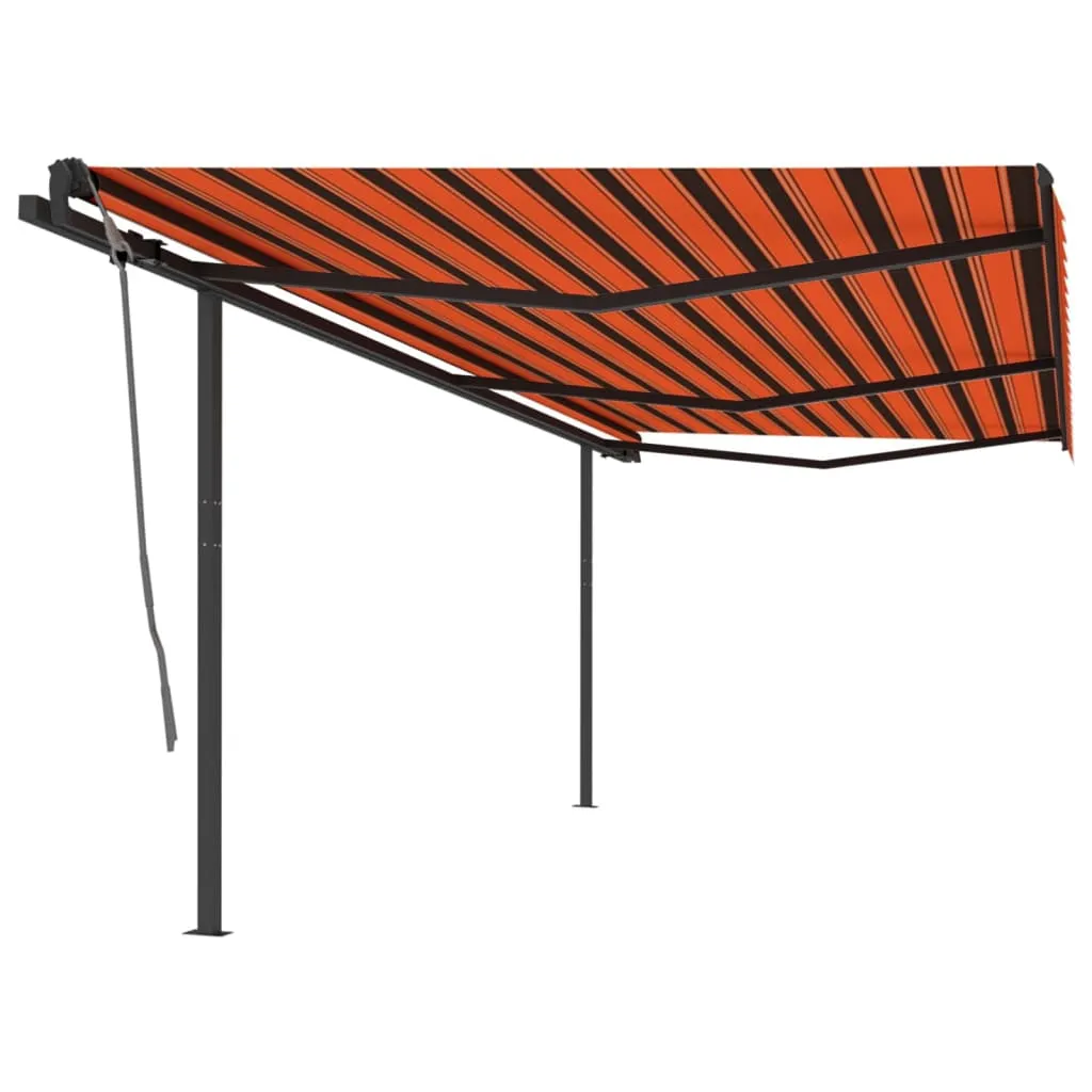 vidaXL Tenda da Sole Retrattile Automatica Pali 6x3 m Arancio Marrone