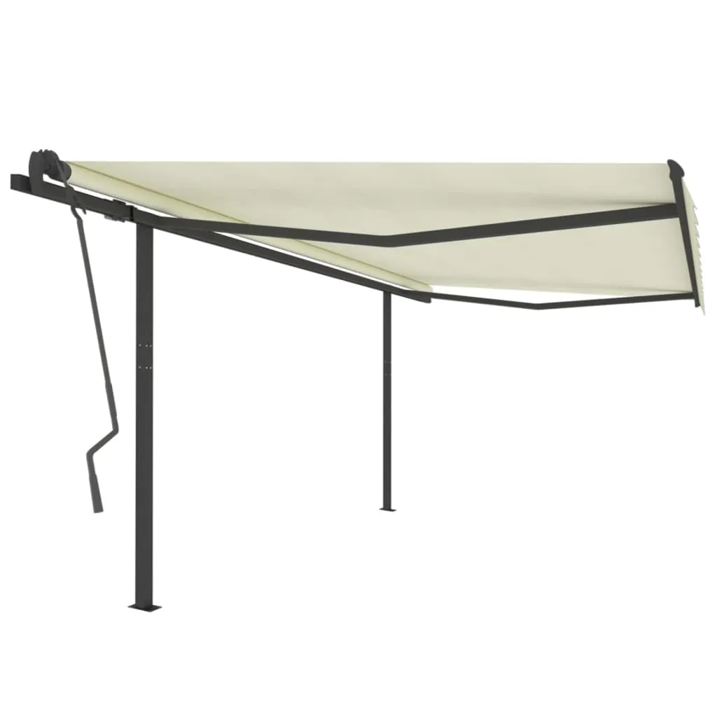 vidaXL Tenda da Sole Retrattile Automatica con Pali 4x3,5 m Crema