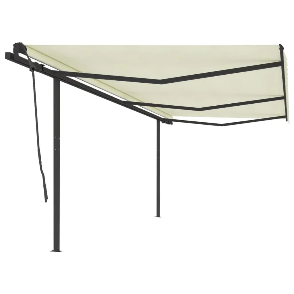 vidaXL Tenda da Sole Retrattile Automatica con Pali 6x3,5 m Crema