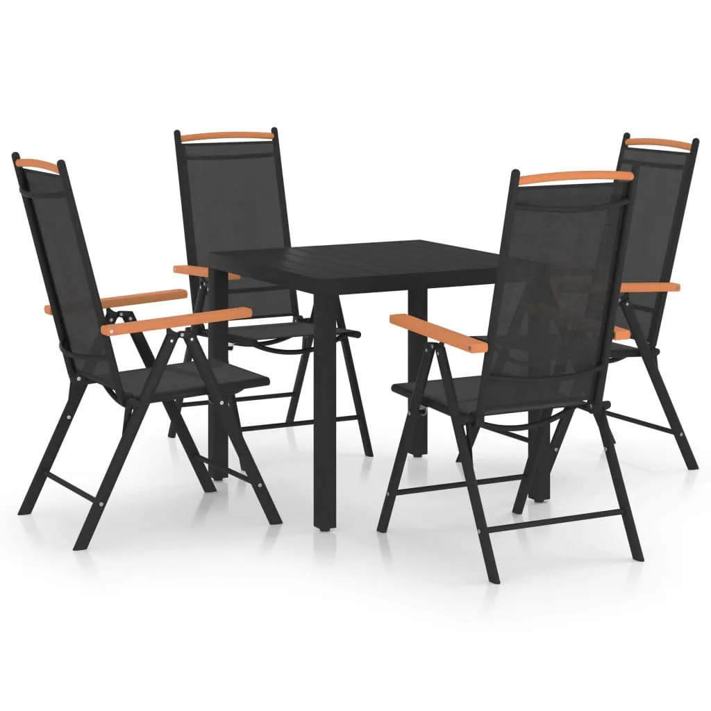 vidaXL Set da Pranzo da Giardino 5 pz in Alluminio Nero