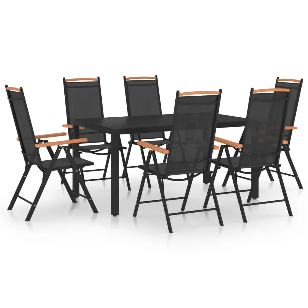 vidaXL Set Mobili da Pranzo da Giardino 7 pz in Alluminio Nero