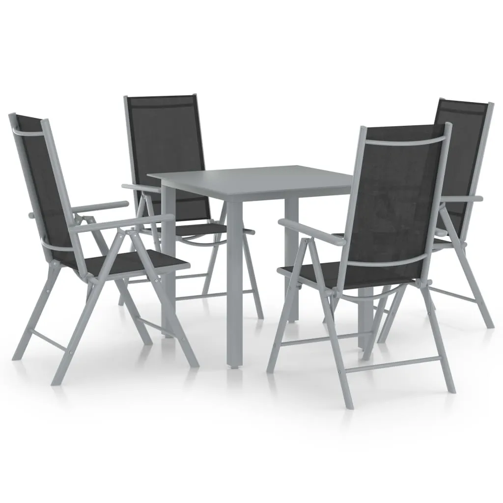 vidaXL Set Mobili da Pranzo per Giardino 5 pz Alluminio Argento e Nero