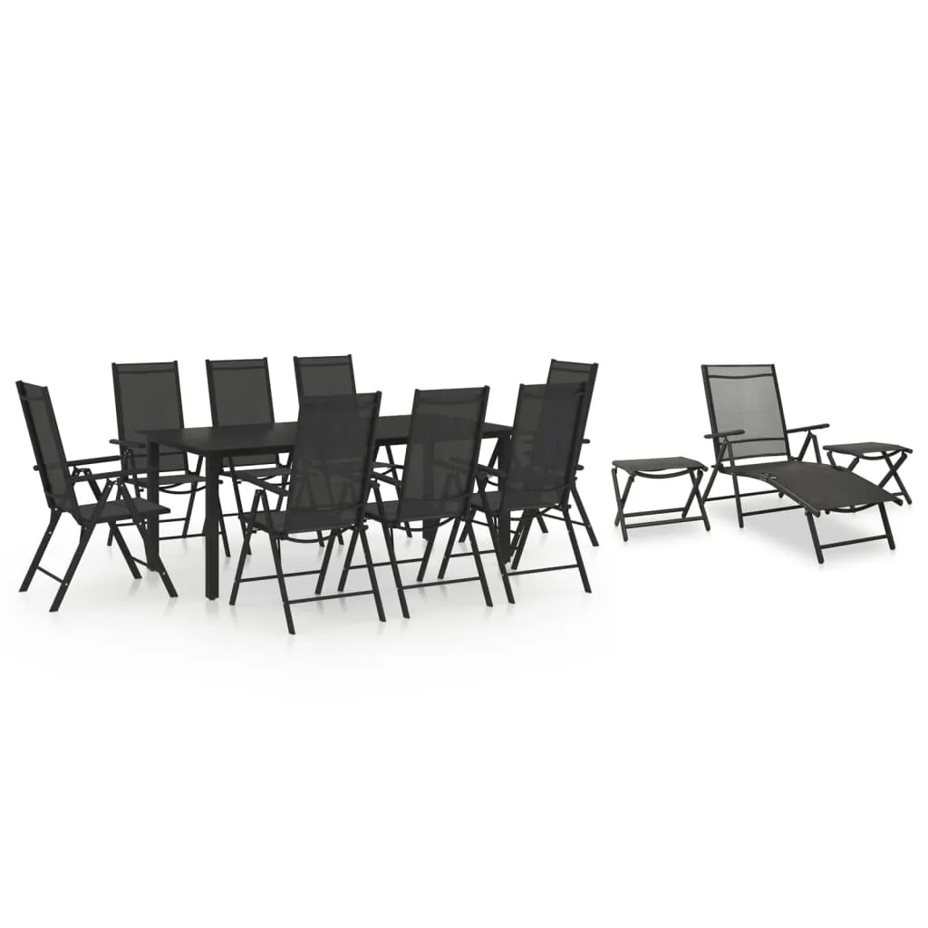 vidaXL Set Mobili da Pranzo da Giardino 12 pz Nero